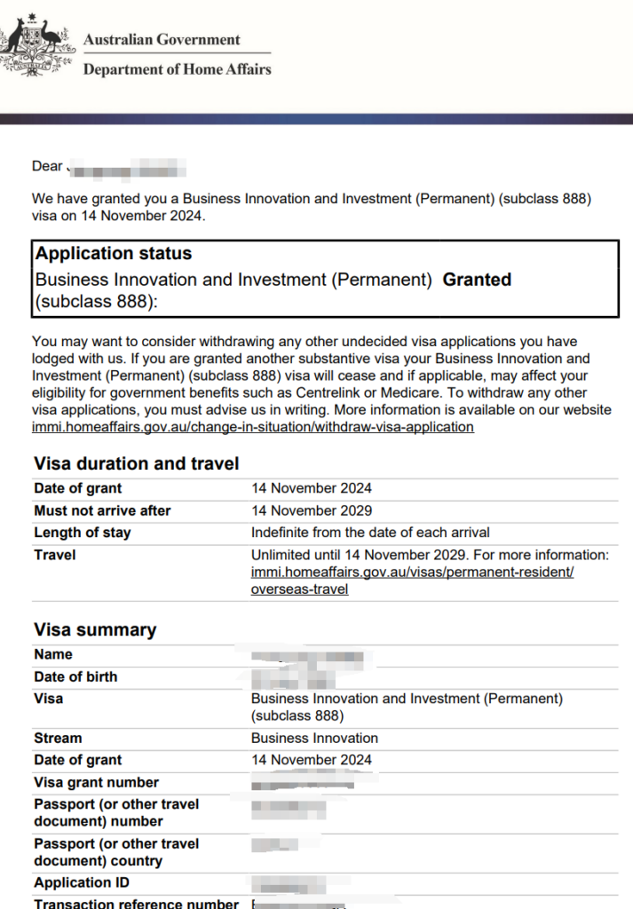 Case Study: Successful Grant of Subclass 888A Visa for Business Innovation Stream