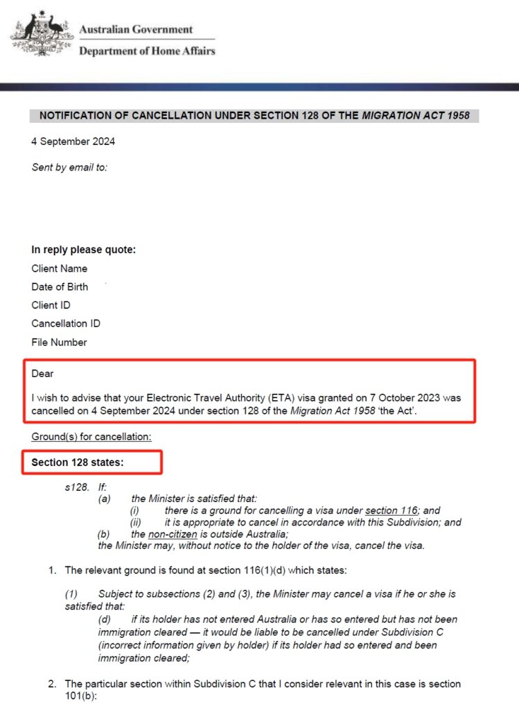 Case Study: How We Successfully Reinstated a Cancelled Visa Under Section 128 of the Migration Act 1958